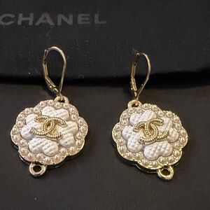 Upcycled Chanel Button Pulls Earrings in 14K Lever Back